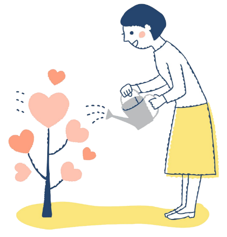 愛情を持って育む・支援する様子をイメージしたイラスト
